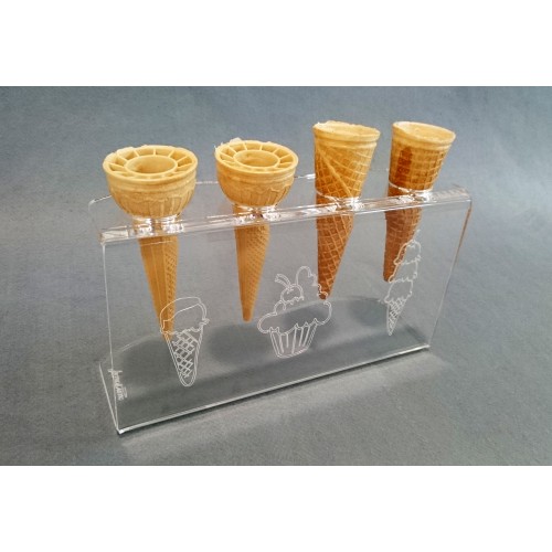 Espositore portaconi gelato da banco in plexiglass 4 fori